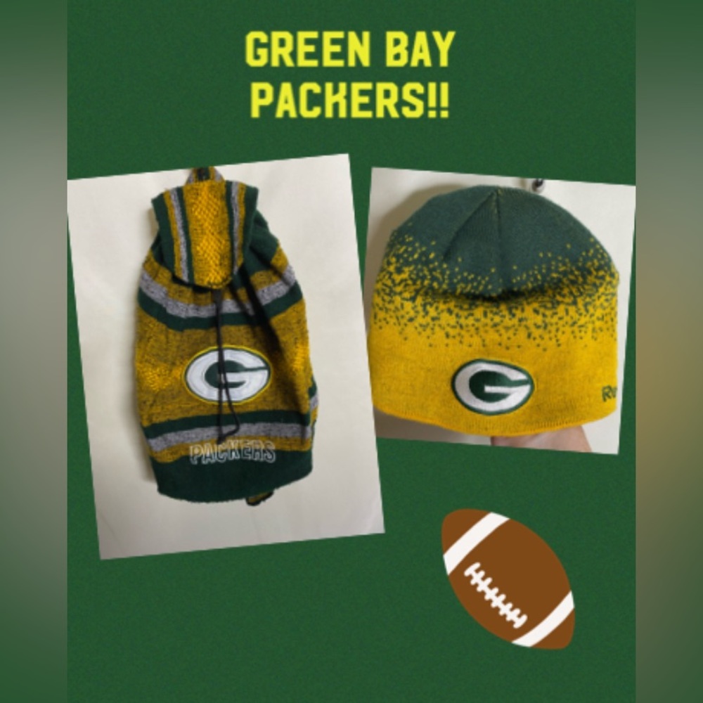 Green Bay Packers woven baja bag & reebok beenie